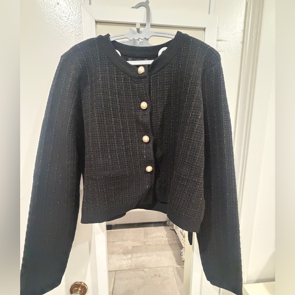 Urban reviving Chic Black Women's Blazer with Pearl Buttons
